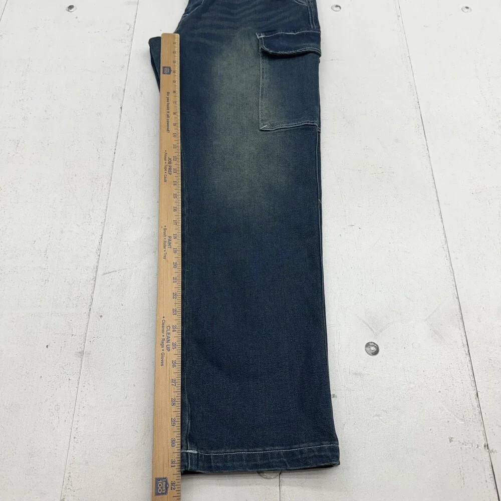 True Religion Jeans Mens 33x31 Blue Relaxed Straight Cargo Stretch Denim